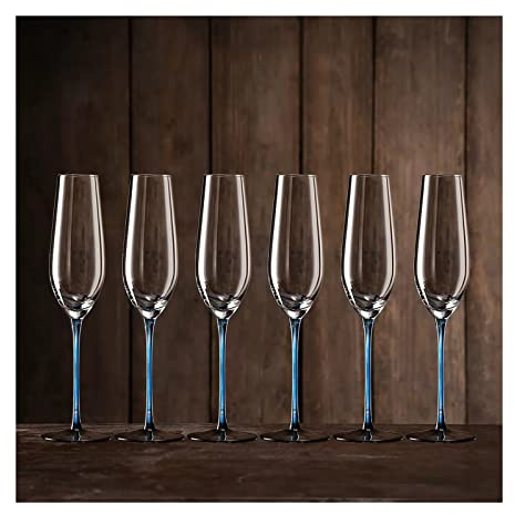 Flute da Champagne Bicchiere da Champagne per la Casa 6 Pezzi Bicchieri Scintillanti Alti e Creativi Flute da Champagne in Vetro di Cristallo per Bar di Casa, Occasioni Specia，One Color A