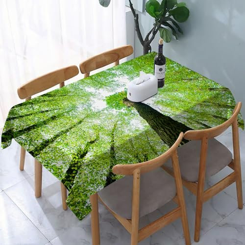 Tablecloth Wipeable PVC Plastic,Looking up into the Canopy of a Green Forest of ,Table Cloth Wipe Clean Wipe Clean Waterproof Square Table Cover Protector for Kitchen Picnic Outdoor Indoor 183x137 cm
