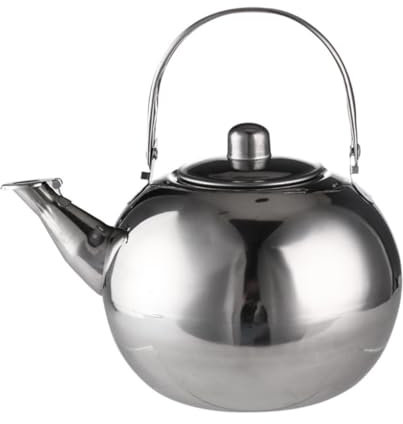 Théière en émail Teiera in acciaio inossidabile Teiera a fiamma aperta Fornello a induzione Teiera Bollitore for tè Bollitore for esterni Teiera for ristorante Théière moderne en émail(Silver,2.0L)