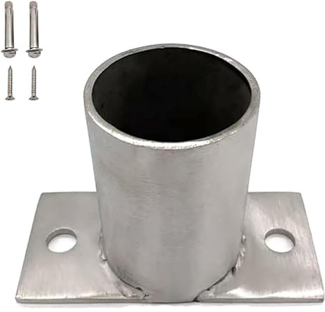 Stolpeankarbas, Däckstolpbas, Stolpbassats i rostfritt stål Antirust Stolpeankare Utomhus runda stolpfästen Stöd for staket, postlåda, däck, pergolafästen staket(1pc,Diameter: 1.38in; H: 1.97in)