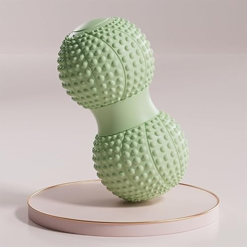 Balle de massage, double balle de massage pour fascia, pieds, cacahuètes, relaxation musculaire profonde, hérisson, étirement, yoga, fitness (vert)