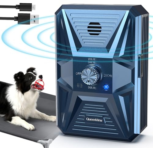 Bubbacare Antibell, Antibell Ultraschall Gerät, 3 Stufen Automatisch Antibell für Hunde mit 33ft, Wiederaufladbares & Wasserdichtes Anti Bell Gerät Hunde, für Große KleineHunde Innen Außenbereich