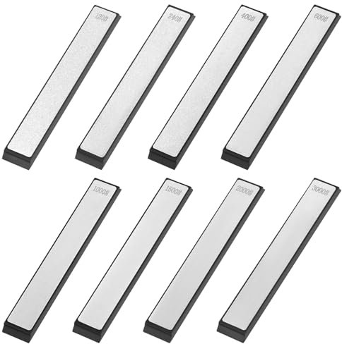 QWORK® juego de piedras de afilar de diamante, juego de 8 afilador de cuchillos de piedra, grano 120#, 240#, 400#, 600#,1000#, 1500#, 2000#, 3000#