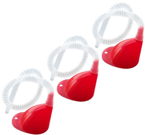 YOSADIER Set di 3 Imbuti in Plastica Rossa Versatili e Riutilizzabili per Olio e Acqua con Tubo per Uso Automobilistico e Motociclistico