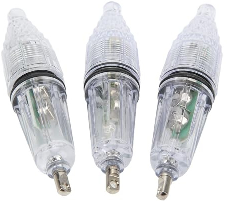 equlup Fischereilicht, 3PCS -LED -LED Unterwasser Fischerei Licht Lure Kunststoff Leuchtet Bobber Lampe Farbe Wechseln Tiefe Tropfenfischerei Licht für Nachtfischen