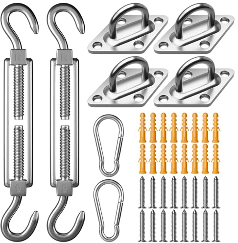 304 Edelstahl Sonnensegel Befestigung Set Zubehör für Viereck und Dreieck,Sonnensegel Spanner Montage Aufbau,Awnings Mounting Assembly