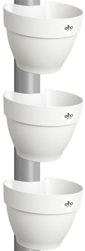 elho Vibia Campana Fallrohrpflanzgefäss 3er Set - Seidenweiß | L 19.1 x B 19.1 x H 23.5 cm | 3 Artikel Enthalten | 100% recyceltes Plastik