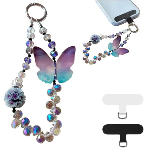 XFSRG Breloques Butterfly Mignonnes pour Téléphone Portable Attache Cordon Téléphone Portable Chaîne Bijoux de Telephone pour Sac Porte-clés Appareil Photo Portefeuille