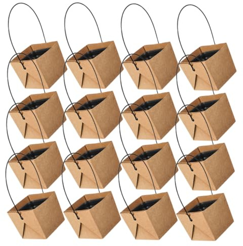 ROMISBABA 16juegos Mini Macetas De Macetas para Suculentas Orificio De Drenaje Kraft Impermeables Asa para Decoración De Bodas y Showers