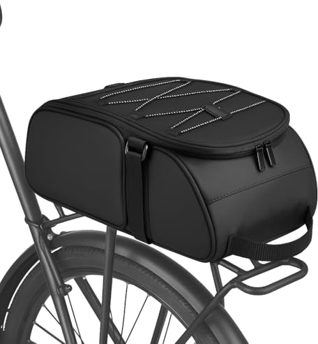 Generisch Fahrradtasche 3-in-1 Gepäckträgertasche – 10L wasserdichte Fahrrad Tasche mit Rucksack & Schultergurt Funktion, Reflektierend & Leicht, Ideal für E-Bike, MTB & Alltagspendler (Schwarz)
