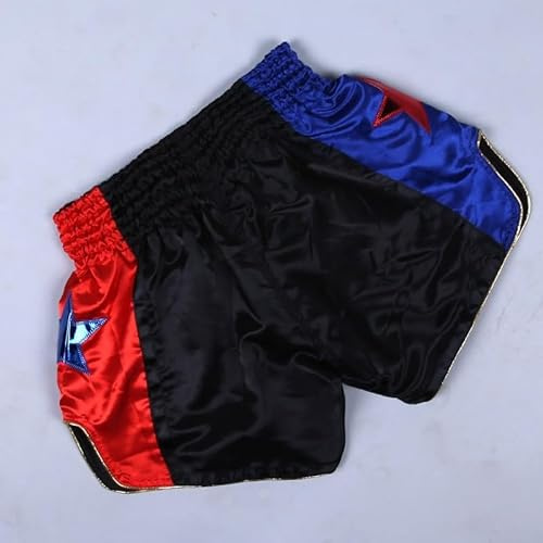 Jonikuper Anotherboxer Unisexe Muay Thai Boxe Short Polyester Respirant pour MMA Kickboxing Combat Wear pour homme et femme Taille élastique Noir/Blanc XS-3XL (Noir)(2XL)