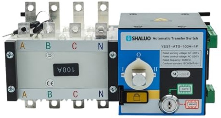 EDXFICDQ Interruptor de Transferencia automático de Doble Potencia ATS, CA 220 V, 100 A, 160 A, 250 A, 4 Polos, for Piezas de generador diésel, módulo de Control, disyuntor.(100A 4P ATS)