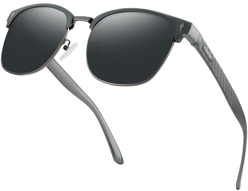 Bircenpro Klassisch Polarisiert Sonnenbrille für Herren: UV400 Schutz Sonnenbrillen Retro Halbrahmen Brille für Fahren Angeln Reisen