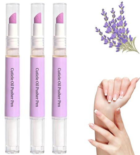 Lot de 3 repousse-cuticules 2.0 - Crayon à huile 2 en 1 - Pour des ongles sains, beaux ongles - Exfoliation douce et soin du cuticule - Violet