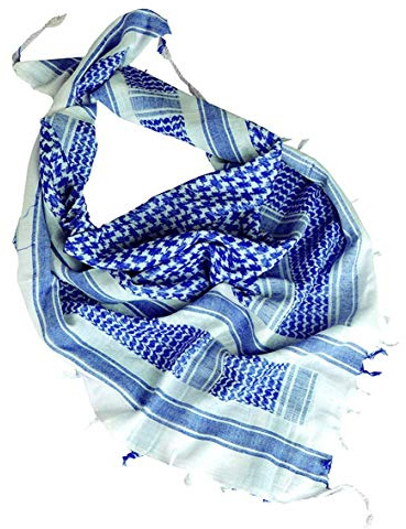 Taktisches Shemagh-Kopftuch, Militär-Stil, Shermag, Patrol Keffiyeh, Weiß und Blau, weiß/blau, Einheitsgröße