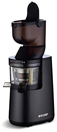 BioChef Atlas Whole Slow Juicer - extractor de zumos COLD PRESS, licuadora en frío ¡Exprime frutas enteras como manzanas, naranjas, zanahorias y remolachas, Negro