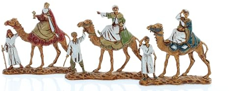 Moranduzzo DREI Könige auf Kamel Für 3,5 cm Krippe Maßstab 1:16 – Micro 3,5 – Unzerbrechliche Figur, Stil 18. Jahrhundert, Handbemalt, Bildhauer M. Landi, Made in Italy