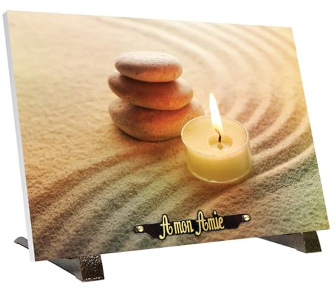 Plaque FUNERAIRE Bougies et Galets
