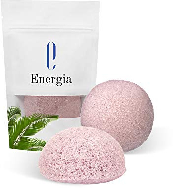 Konjac Facial Sponge, 100% Natural Handmade Unscented Soft Exfoliating Face Sponge Daily for Men and Women, Facial Konjac Sponge Sensitive Skin Acne ( Pink Clay Konjac Sponge) 1 Package – Energia