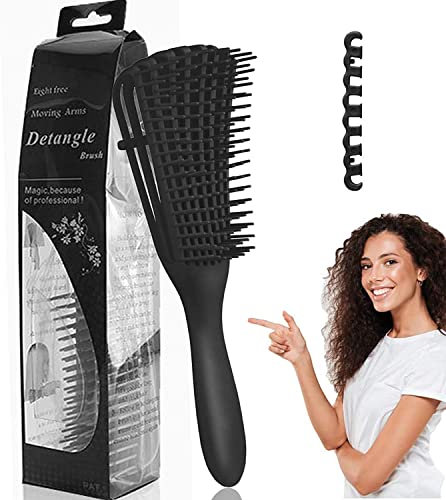 ZONSUSE Haarbürste Entwirrungsbürste für lockiges Haar - Detangling Brush Entwirrungsbürstefür Naturhaar für Afro-Haare 3a bis 4c Verworrenes, Verbesserung der Haartextur für Männer & Frauen (Schwarz)