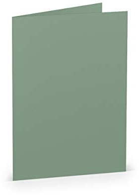 PAPERADO 50 Faltkarten DIN B6 - Eucalyptus gerippt - 220 g/m² - 12 x 16,9 cm - Blanko Doppelkarten Klappkarten Basteln Einladungskarten