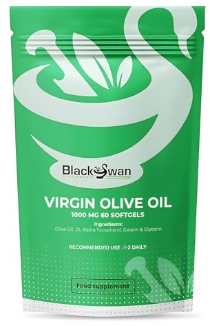 Black Swan Virgin Olive Oil Softgel - 1000mg Antioxidant Anti Inflammatory Joint Skin Health Immune System Heart Overall Wellbeing Natural Supplement - 60 Softgel 2 Month Supply