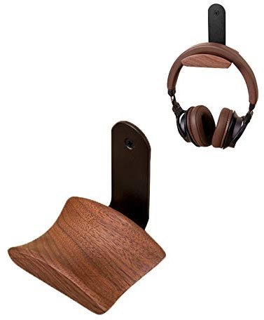 Support Casque Gamer Universel Crochet Casque Fait Métal & de Noyer, 2 Manières De Montage, Porte de Casque pour Écouteurs pour Studio Bureau Maison
