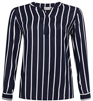 Kaffe Curve Dam plus size skjorta blus randig överdimensionerad v-ringad långärmad, mörkblå, 22