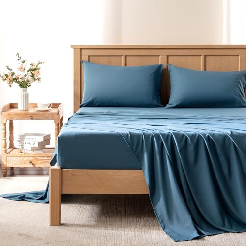 Comfort Spaces King Cooling Sheets, Moisture Wicking Coolmax Sheets, Soft, Colorfast Sheet Set, Cooling Bed Sheets For Hot Sleepers, Elastic Deep Pocket Fits Up to 16 Mattress, King Teal 4 Piece