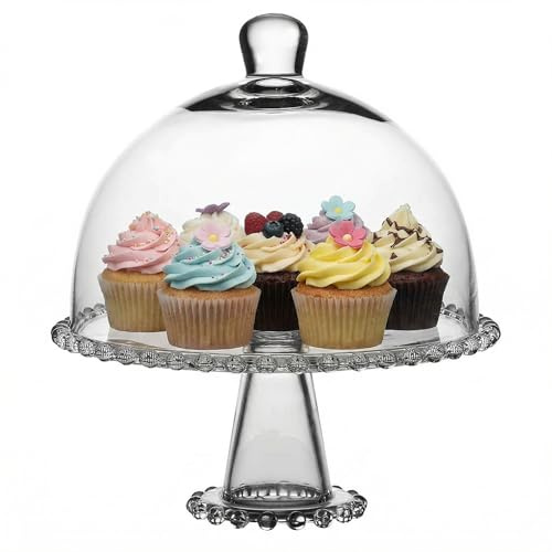 Glass Cake Stand & Dome - Afternoon Tea Cupcake Cake Platter | Glass Cake Stand, Cake Plate, Cake Platter