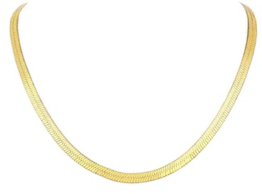 FOCALOOK Gold Chain Necklace for Women 18inch 5mm Flat Snake Chain 18K Gold Plated Stainless Steel Herringbone Necklace