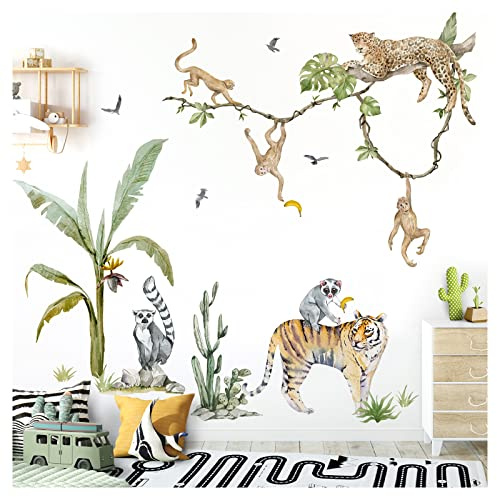 Grandora XXL Wandsticker Set Safari Baum Tiere Wandtattoo für Kinderzimmer DL768-2