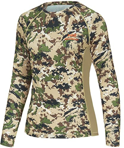 BASSDASH Women’s Camo Hunting Shirt Long Sleeve UPF 50+ Sun Protection Performance Tee Fishing Hiking