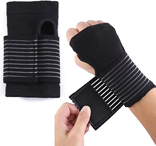 Yoezuo Elastische Handgelenkbandage Handbandage, (1 Paar) Karpaltunnel Handgelenkstütze mit Klettverschluss Entlastung für Verstauchungen, RSI, Sehnenscheidenentzündungen (Schwarz)