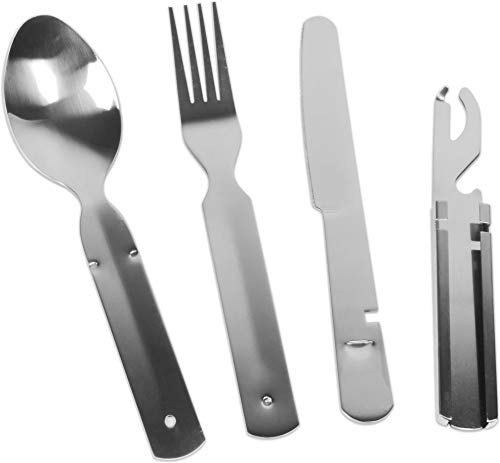 4 oder 8-teiliges Bundeswehr Edelstahl BESTECK CAMPINGBESTECK Essbesteck wie Original Farbe Stahl/Silber