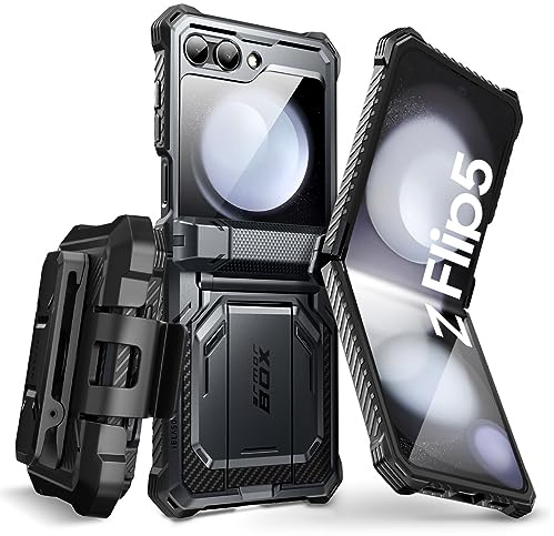 i-Blason Schutzhülle für Samsung Galaxy Z Flip 5 mit Ständer, Schwarz