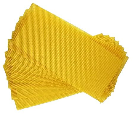 Porcyco 100% Reine Bienenwachsplatten für die Kerzenherstellung – 10 Stück 90 mm x 130 mm große Naturwachs-Rollplatten, einfache DIY-Kits zur Kerzenherstellung für Erwachsene und Kinder