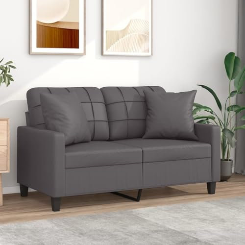 ZEYUAN 2-Sitzer-Sofa mit Zierkissen Grau 120 cm Kunstleder, Sofas & Couches, Sofa Wohnzimmer, Sofa Für Jugendzimmer, Relaxsofa, Sofa Für Schlafzimmer, Polstersofa 3200800