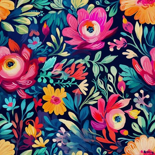 HEKO PANELS Stoff Oxford wasserdicht, Blumen, 1 Meter 155 x 100 cm | Dekostoffe zum Nähen und Handwerken, blickdichte Möbelstoffe, Nähstoffe DIY, als Meterware erhältlich