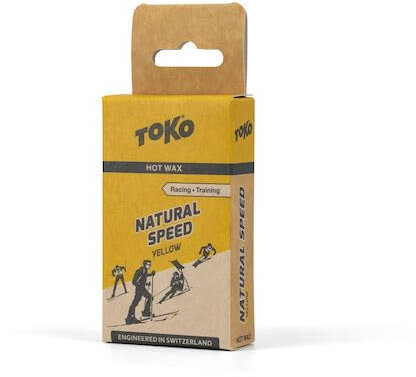 TOKO Natural Performance Wax - Cera caliente para esquís y snowboard - Tecnología suiza biodegradable sin PFC - 40 gramos amarillo - Carreras y entrenamiento