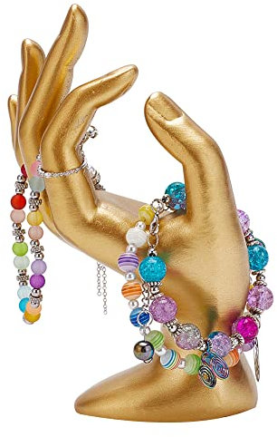 DELORIGIN Handschmuckständer, Gold OK Geformter Handring Schmuck Organizer Für Ohrring, Ring, Beobachten, Armband Aufbewahrung, 2.75 x 3.54 x 6.29 Inches