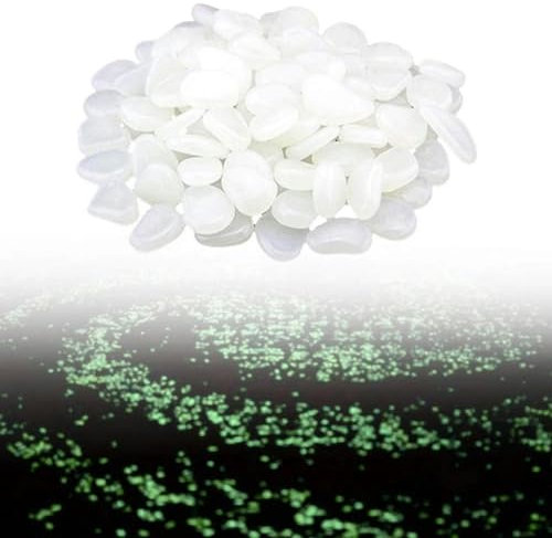 YOGAES 50 Stück leuchtende Steine, die im Dunkeln leuchten, Kieselsteine, für den Garten, Walkaway, Aquarium, Glasvasen, Gartendekoration im Freien, Weiß