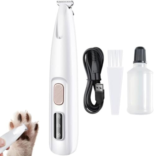 Wasserdichter, wiederaufladbarer Pfotentrimmer für Haustiere mit LED-Licht, Pfotentrimmer für Hunde, Hundeschermaschine, Wasserdicht Leise Tierhaarschneidemaschine für Katzen und Hunde