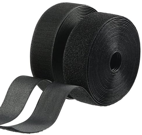 Klettband zum Aufnähen, 5 cm x 2 m, Klettband, Klettband, Nylon, Stoffband zum Nähen, Basteln, Fixieren, Kissen, Schwarz