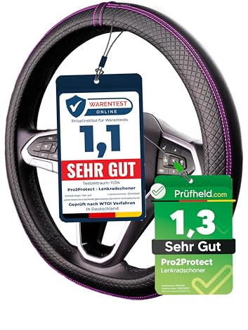 [ 2X Test SEHR GUT ] Pro2Protect Lenkradbezug Leder | Auto Zubehör Innenraum | Lenkradhüllen Grand Tour | Lenkradschoner PKW | Lenkrad Bezug Lenkradschutz | Autozubehör Geschenke für Frauen und Männer