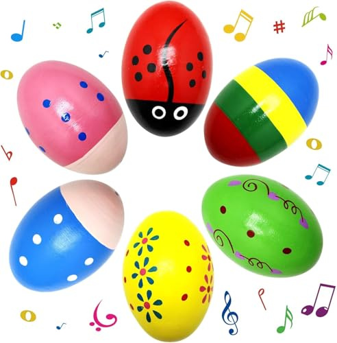6 st äggskakare, ägg maracas, slagverk äggskakare, musikaliska äggskakare, musikaliska äggskakare, festfavoriter, klassrumsbelöningstillbehör, påskjakt