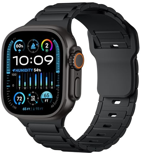 Dirrelo Compatible with Apple Watch Ultra 2 Strap 49mm 46mm 44mm 45mm 42mm, Soft Sport Silicone Waterproof Replacement Wristband for iWatch Ultra Ultra 3 Series 11 10 9 8 7 6 5 4 3 2 1 SE, Black