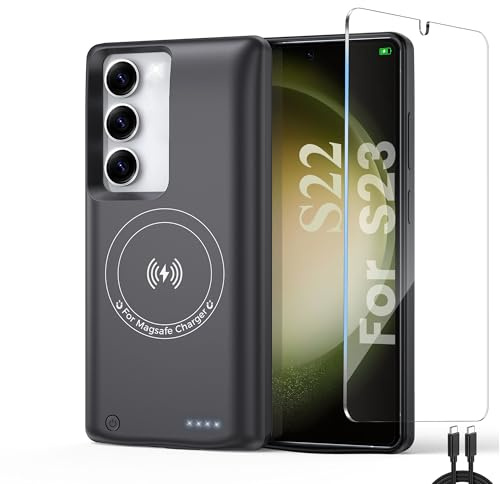 10.000 mAh custodia batteria per Samsung Galaxy S23/S22, custodia batteria - custodia di ricarica wireless intelligente, custodie di alimentazione portatili, caricabatterie esterno magnetico