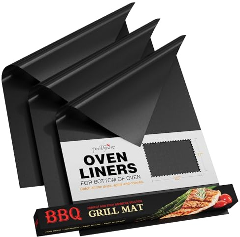 PrettyCare Oven Liners for Bottom of Oven - 3 Pack Large Heavy Duty Mats, 16.25”x23” Non-Stick Reusable Liner for Electric, Gas, Toasters, Grills - BPA & PFOA Free Kitchen Accessory to Keep It Clean