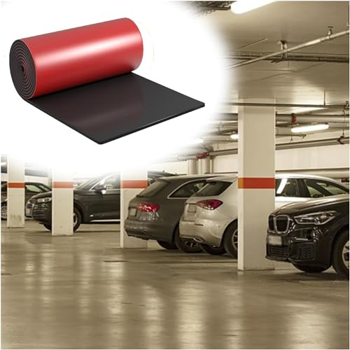 SnamicE Garagenwandschutz, Wandkanten- und Stoßfängerschutz, Selbstklebende Gummischwammrolle für Parkhäuser, Rot, 2 cm - 4 m dick,Red-Thick 2cm-4m